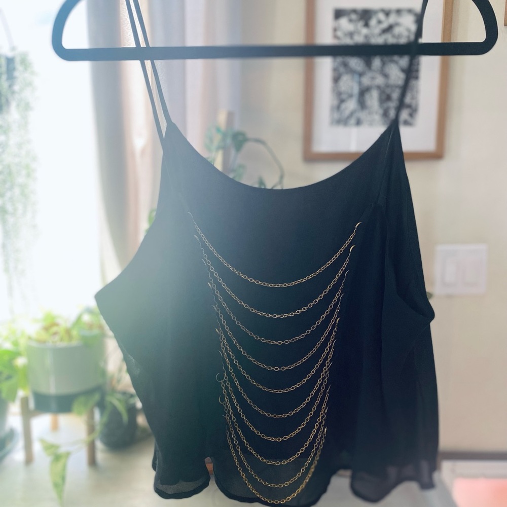Chain Back Black Crop Top